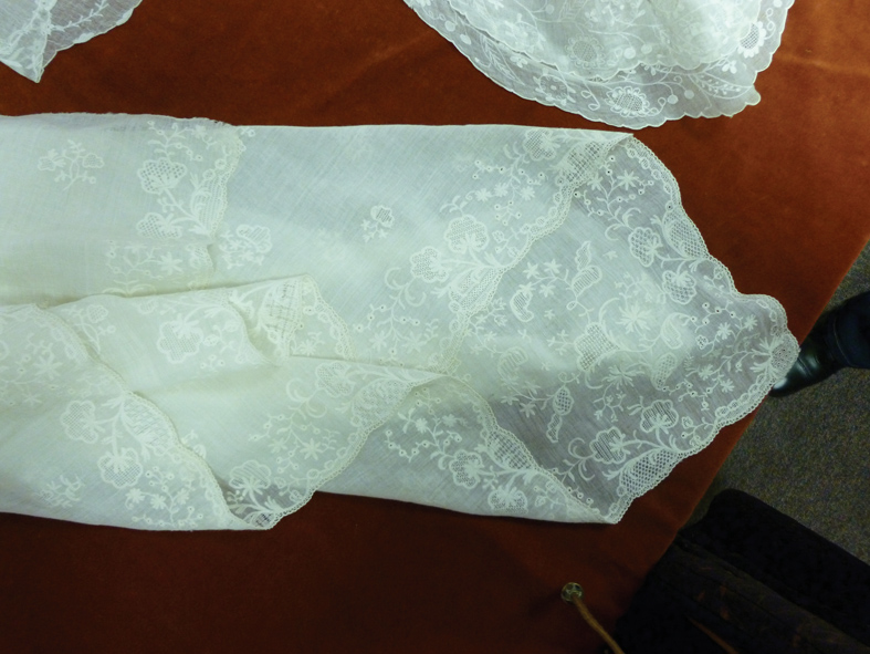 Scarf edging from Heather Toomer's private collection, shown as part of her 'Luxurious and Fashionable' lecture on whitework.: 